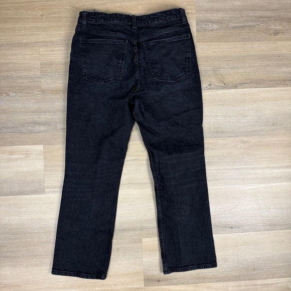Zara Black Ankle Cropped Kick Flare Jeans, Size 10 - Picture 3 of 6
